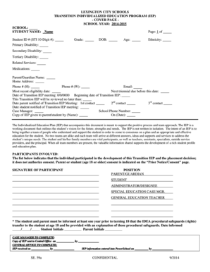 Transition Individualized Education Program (IEP)