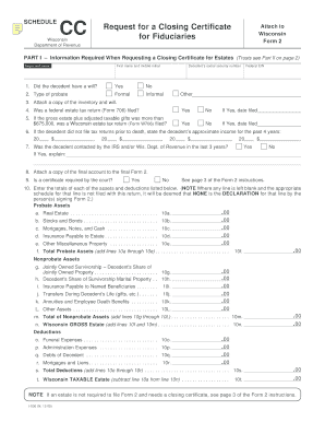 Wisconsin Closing Certificate Request Form