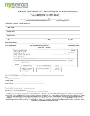 Electronic Fund Transfer Authorization Form