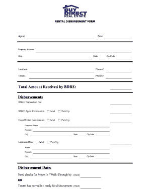 Rental Disbursement Form