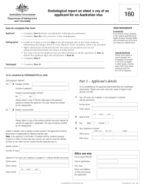 Australian Visa Health Requirement Form 160