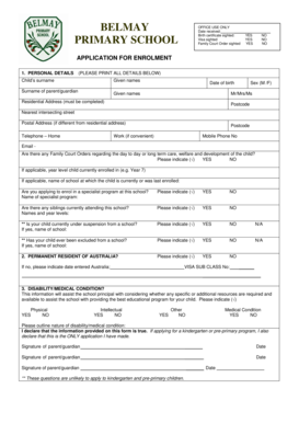 Primary School Enrollment Application