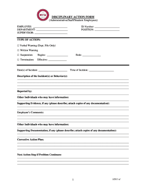 Disciplinary Action Form