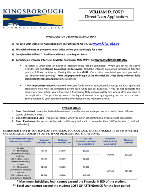 William D. Ford Federal Direct Loan Request Form