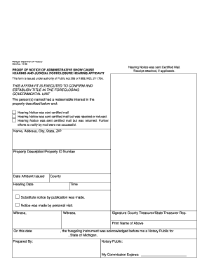 Michigan Hearing and Judicial Foreclosure Affidavit