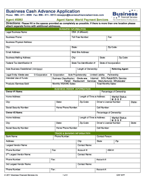 Business Cash Advance Application