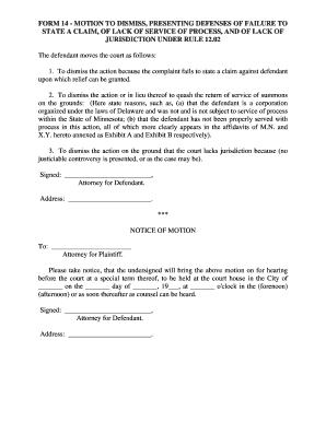Motion to Dismiss Form 14