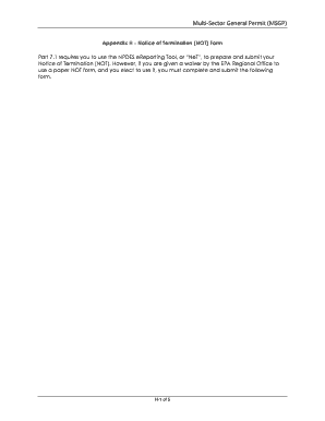 Notice of Termination for Stormwater Discharges