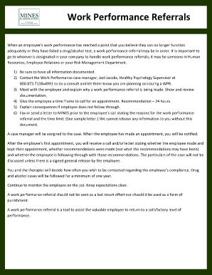 Work Performance Referral Letter