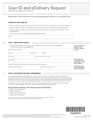 User ID and eDelivery Request Form