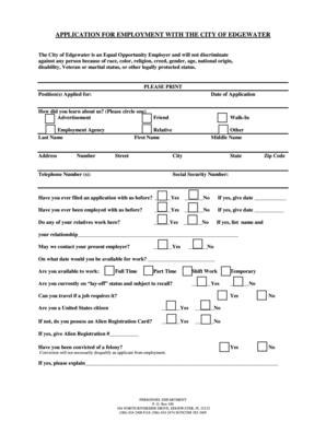 City of Edgewater Employment Application