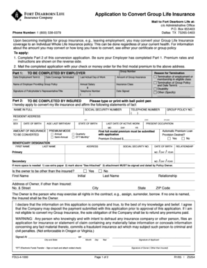Group Life Insurance Conversion Application