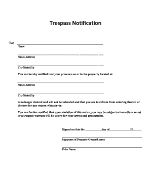 Trespass Notification Form