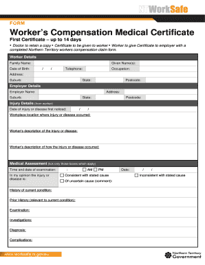 Worker's Compensation Medical Certificate