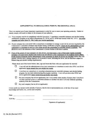 Drug/Alcohol Form PL-706J Renewal