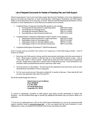 Parenting Plan and Child Support Review
