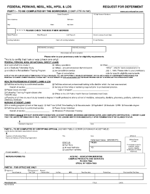 Federal Perkins Loan Deferment Request Form