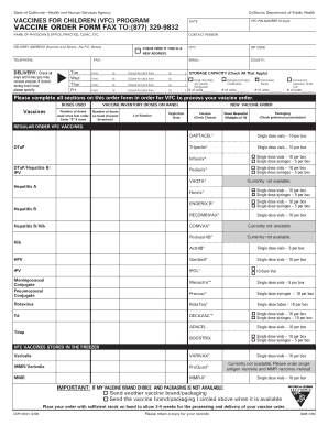 California VFC Vaccine Order Form