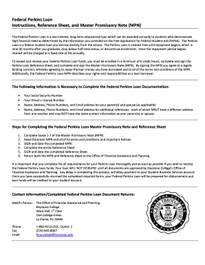 Federal Perkins Loan Master Promissory Note