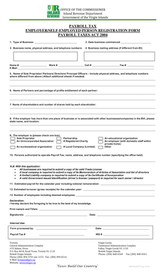 Virgin Islands Payroll Tax Registration Form