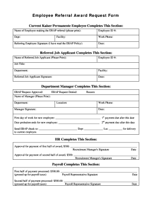 Employee Referral Award Request Form