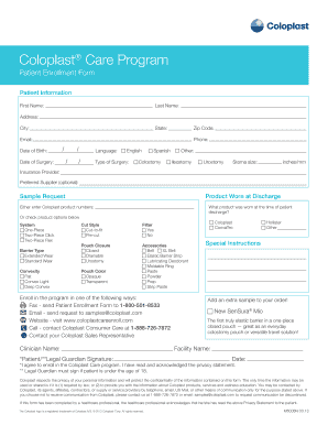 Coloplast Care Program Patient Enrollment Form