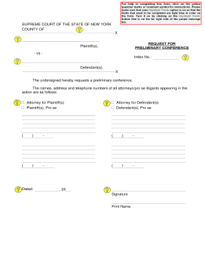 New York Preliminary Conference Request