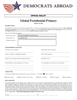 Global Presidential Primary Ballot