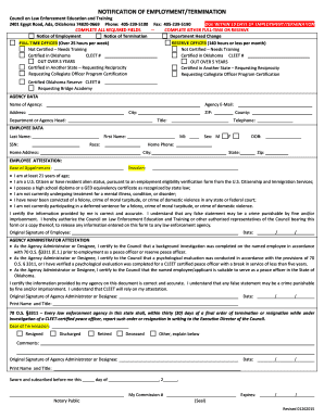 CLEET Notification of Employment/Termination