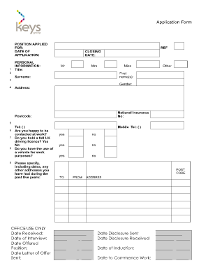 UK Childcare Employment Application Form