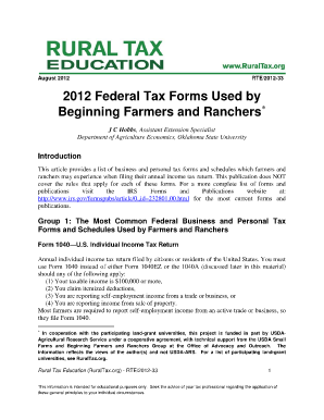 Federal Tax Forms for Farmers and Ranchers