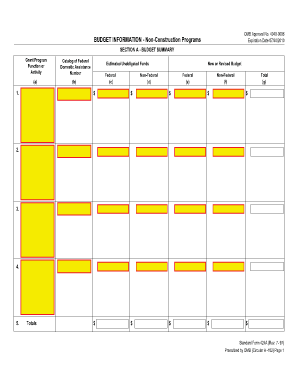 Budget 21 template - budget information non construction programs