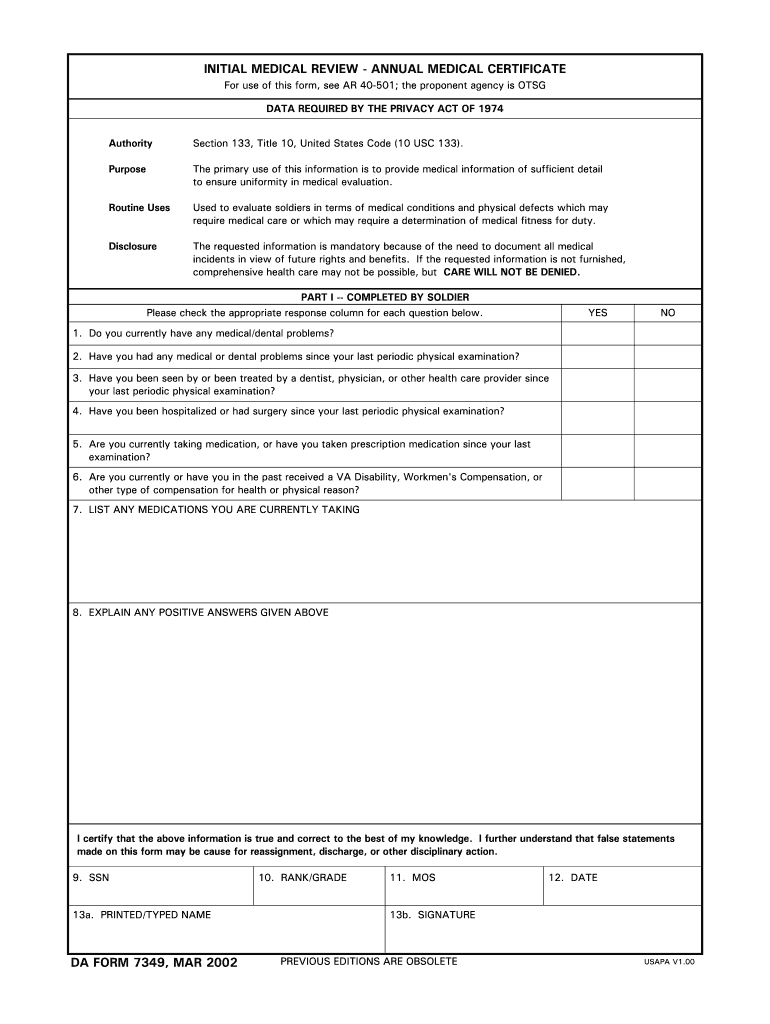 Da 7349 Fill Online Printable Fillable Blank PdfFiller