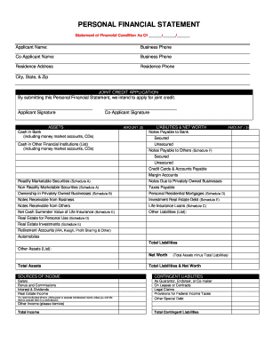 fillable personal financial statement
