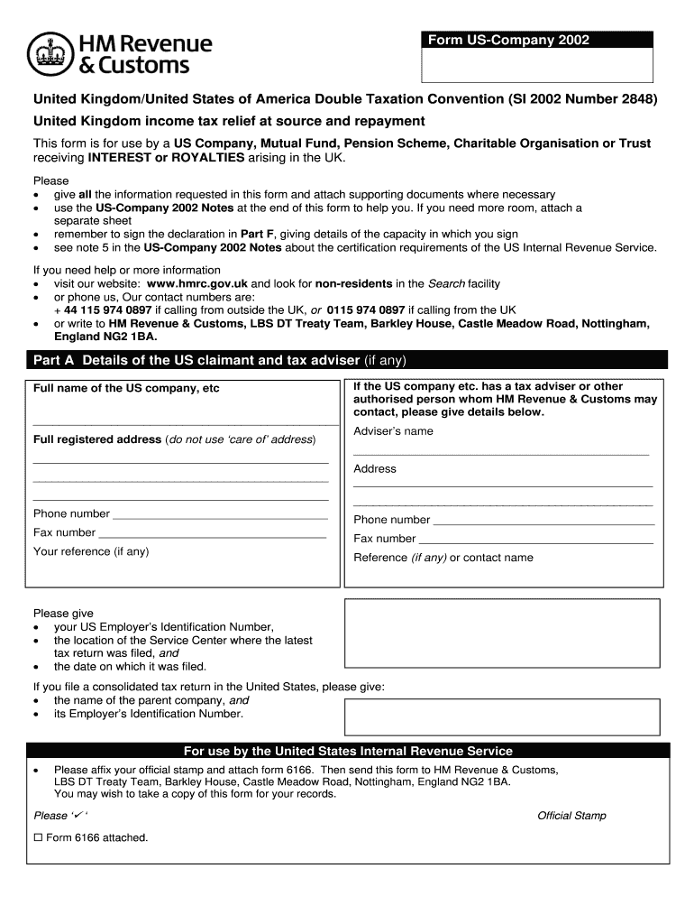 Fillable Online Hmrc Gov Form Us Company 2002 2010 Fax Email Print 