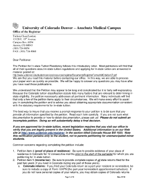 Petition for In-State Tuition/Residency Classification