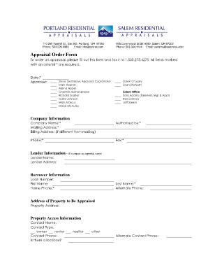 Appraisal Order Form