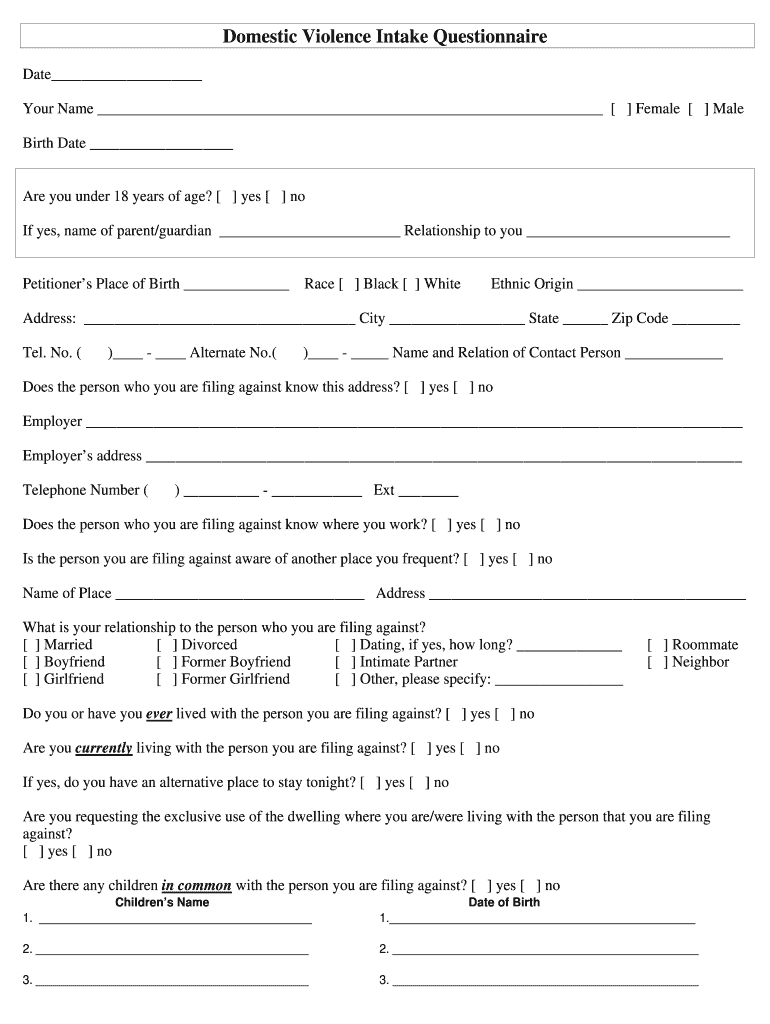 Domestic Violence Intake Form - Fill Online, Printable, Fillable, Blank ...