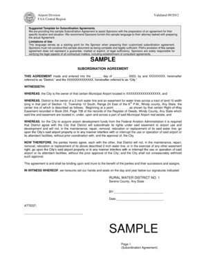 Sample SUBORDINATION AGREEMENT - faa