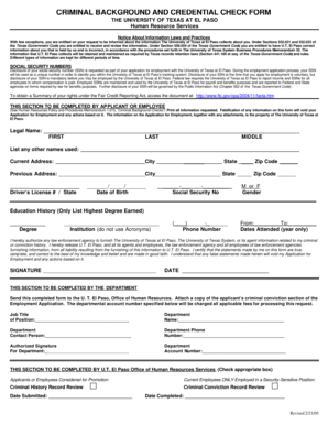 Criminal Background and Credential Check Form