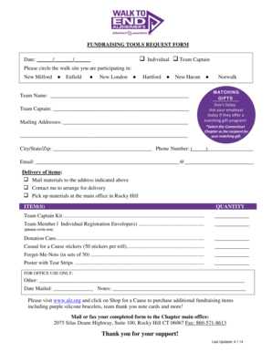 Fundraising Tools Request Form
