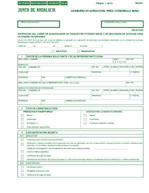 Solicitud de expedición del carné de manipulador de productos fitosanitarios y de aplicador de biocidas para la higiene veterinaria