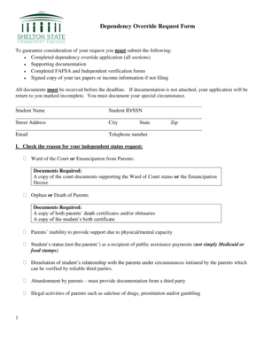 Dependency Override Request Form