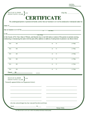 Illinois Business Name Certificate