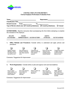 Clerical Employee Performance Evaluation Form