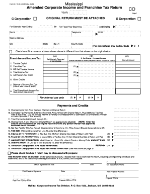 Mississippi Amended Corporate Income and Franchise Tax Return