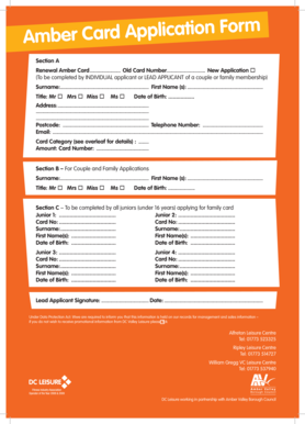 Amber Card Application Form