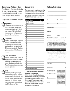 Cystic Fibrosis Foundation Sponsor Form