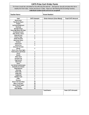 CATS Prize Cart Order Form