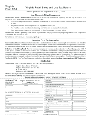 Virginia Retail Sales and Use Tax Return